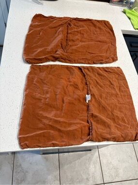 (2) Parachute Rust Orange Linen Pillowcase standard Set